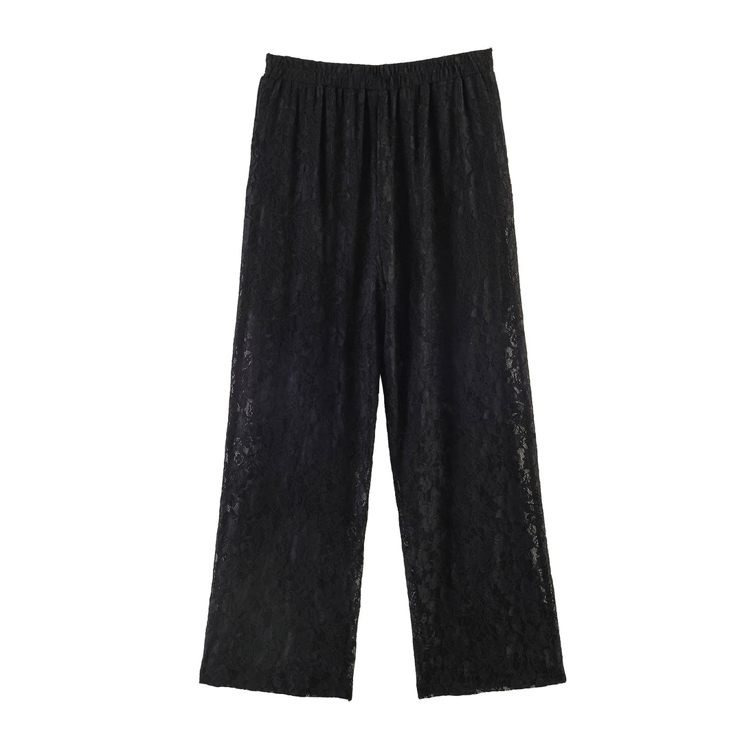Damen Hochelastische Spitzenhose mit weitem Bein und hoher Taille Shop Nory