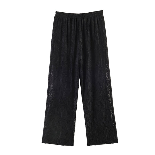 Damen Hochelastische Spitzenhose mit weitem Bein und hoher Taille Shop Nory