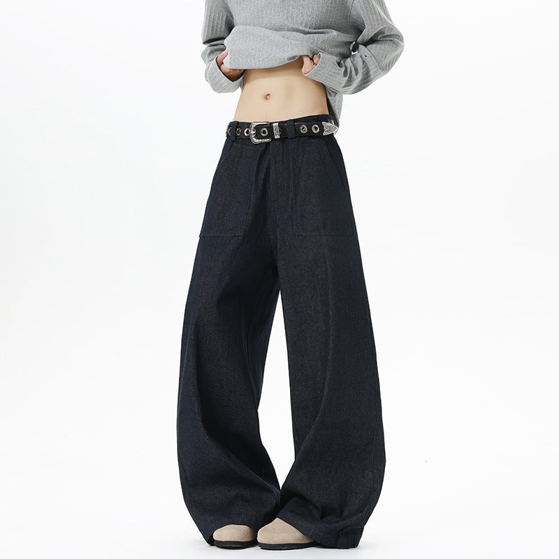 Damen Weite High Waist Denimhose mit extra weitem Bein und aufgesetzten Vordertaschen Shop Nory