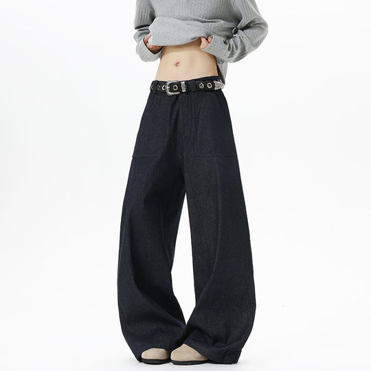 Damen Weite High Waist Denimhose mit extra weitem Bein und aufgesetzten Vordertaschen Shop Nory