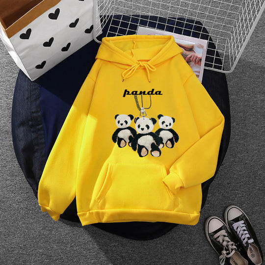 Damen nan oversized Kapuzenpullover mit Plüsch-Panda-Applikation und Kängurutasche Shop Nory
