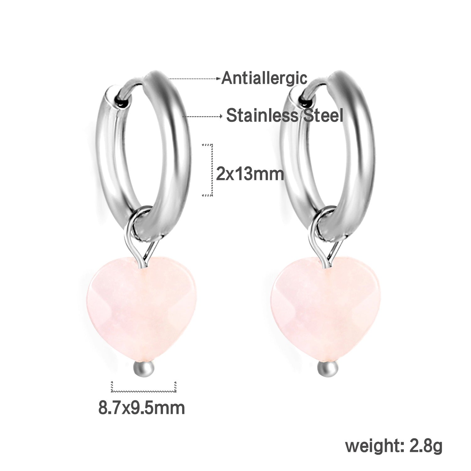 Damen Ohrstecker mit herzförmigem Anhänger aus goldplattiertem Edelstahl Shop Nory