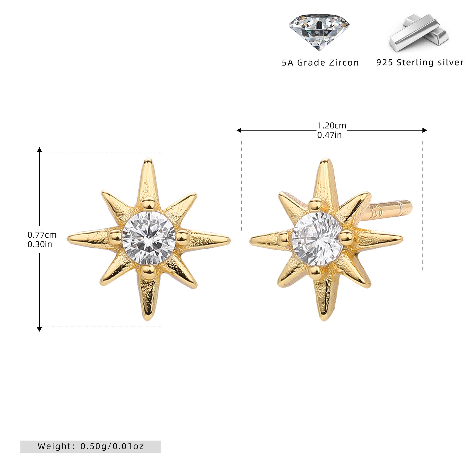Damen Ohrstecker mit strahlendem Sternendesign Shop Nory
