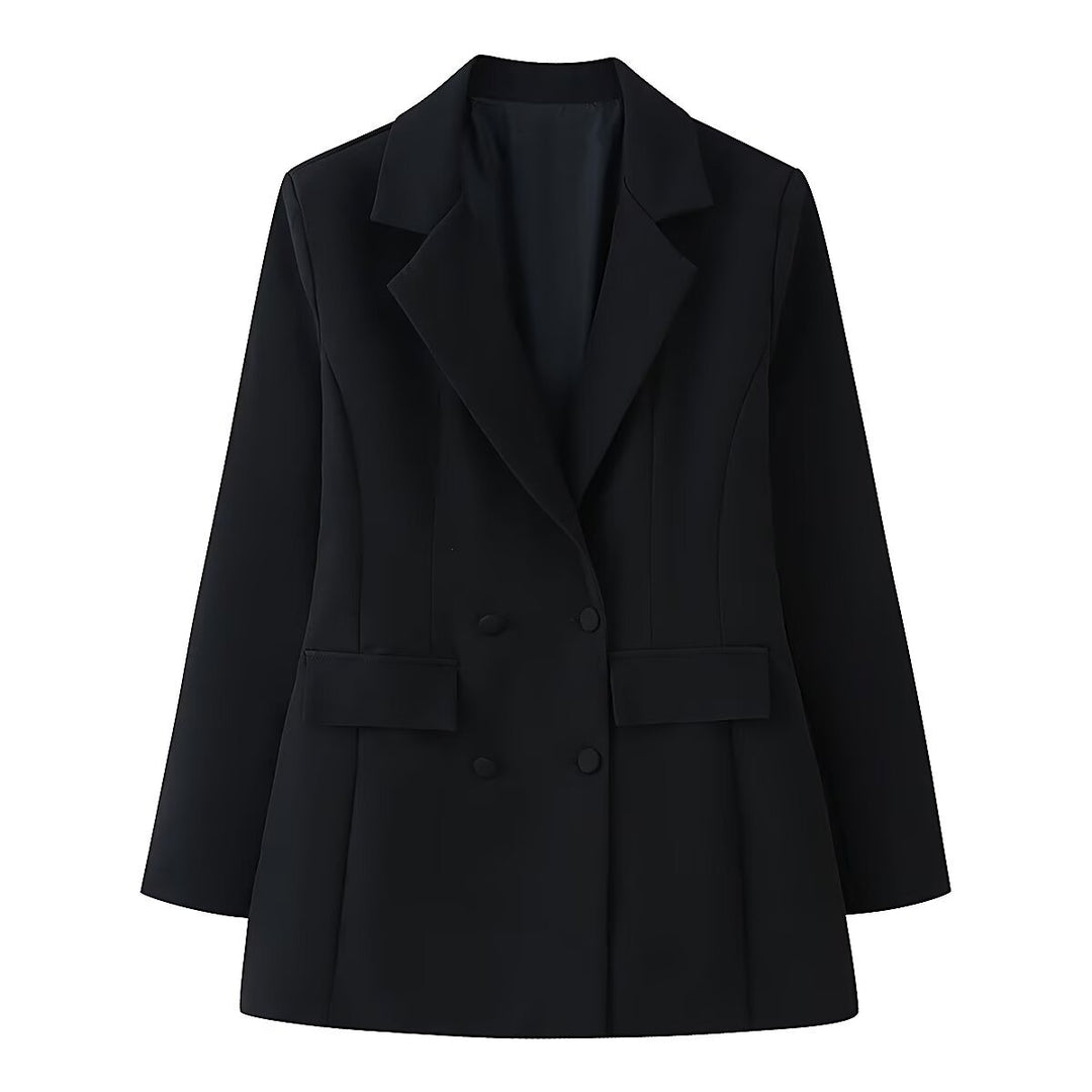 Damen taillierter Doppelreiher-Blazer mit Pattentaschen und Wiener Nähten Shop Nory