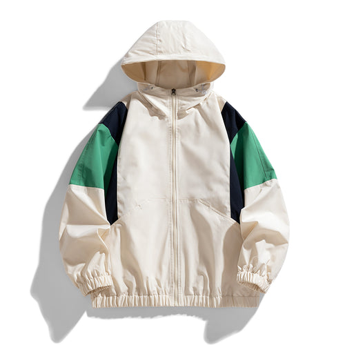 Herren Colorblock Windbreaker Kapuzenjacke mit Reißverschluss und elastischem Saum Shop Nory
