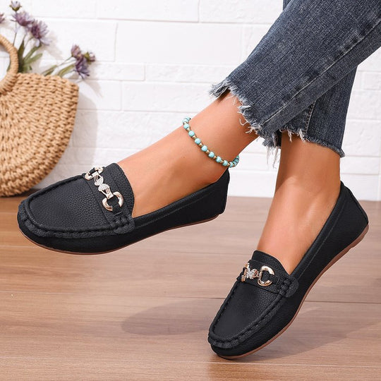 Damen Elegante Mokassin Loafer mit Zierkette und gepolstertem Komfortfußbett Shop Nory
