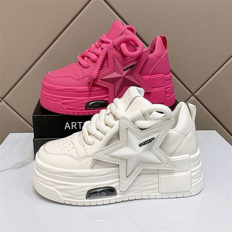 Damen Plateau-Sneaker mit modischem Sternen-Design und dämpfender Sohle