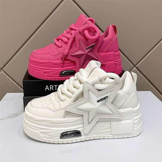 Damen Plateau-Sneaker mit modischem Sternen-Design und dämpfender Sohle