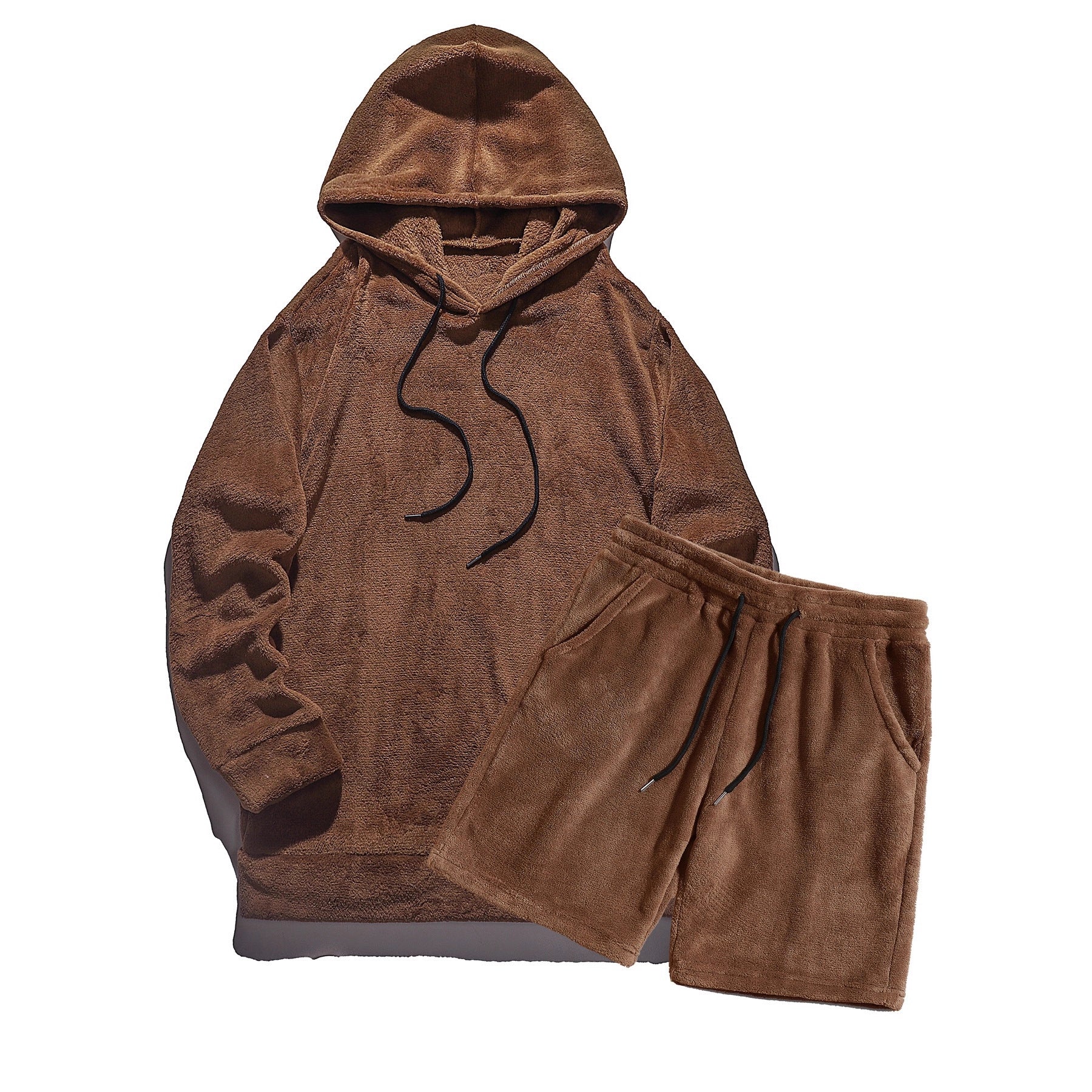 Herren Kuscheliges Hoodie-Shorts-Set