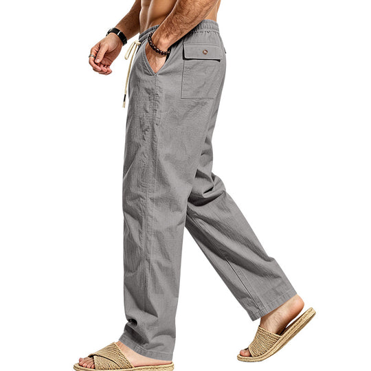 Herren Leichte Relax-Hose mit elastischem Bund, Kordelzug und aufgesetzter Cargotasche Shop Nory