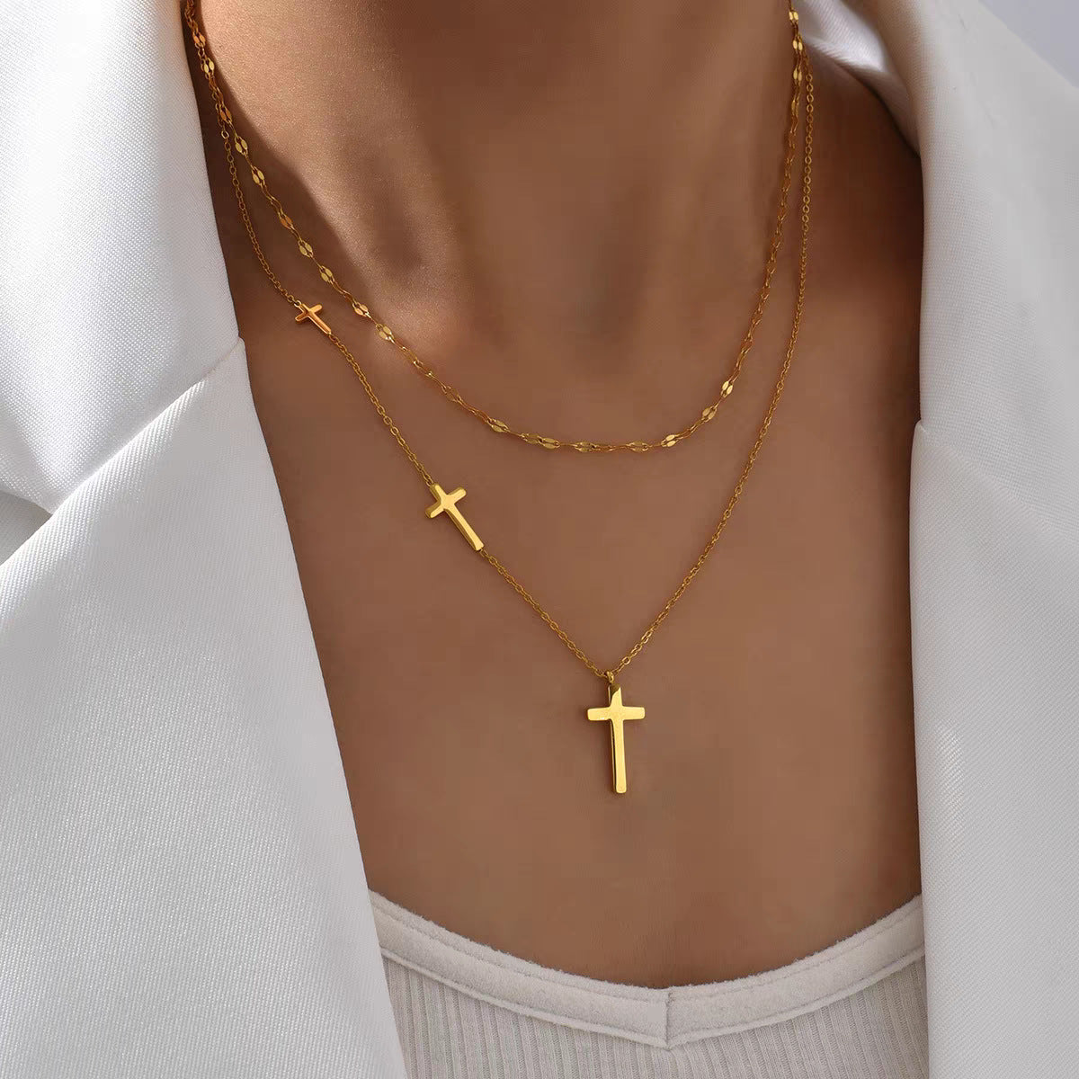 Damen Schicht Kreuz Anhänger Halskette Shop Nory