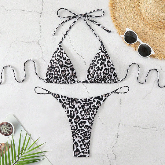 Damen Triangel-Bikini mit modischem Leopardenmuster Shopnory
