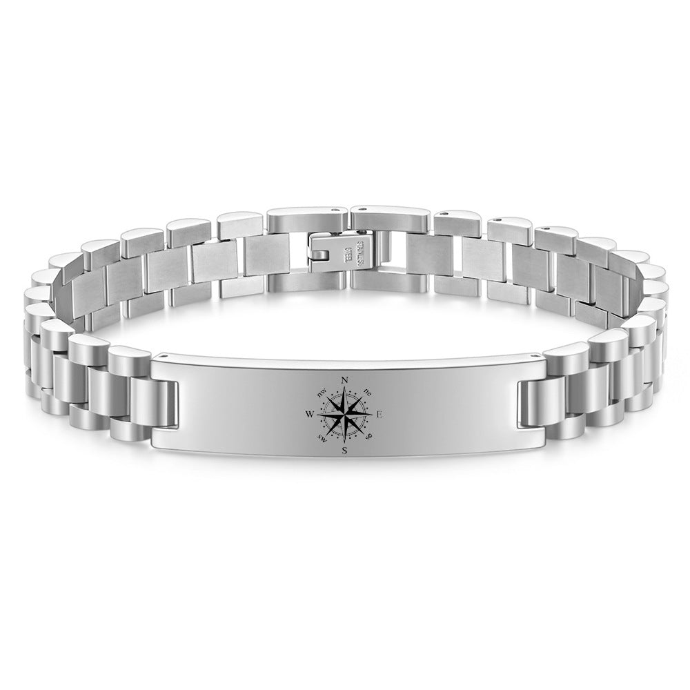 Herren Armband mit Kompass-Motiv und modernem Edelstahl-Design Shop Nory