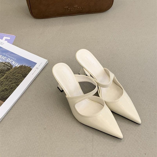 Damen Spitz zulaufende Mule mit Fersenriemchen und skulpturiertem mittelhohem Absatz Shop Nory