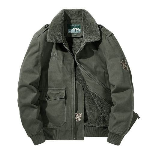 Herren Pilotenblouson mit Sherpa-Futter, Schulterklappen und Reißverschluss Shop Nory