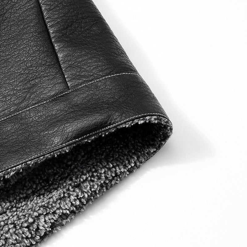 Herren Lässige Kunstlederjacke mit Teddykragen Shop Nory