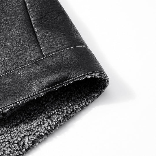 Herren Lässige Kunstlederjacke mit Teddykragen Shop Nory