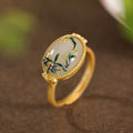 Damen Ring mit kunstvollem Blumenmuster aus goldfarbenem Metall Shop Nory