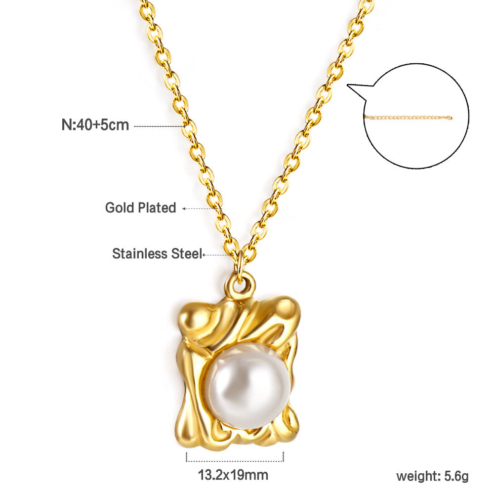 Damen elegante Halskette mit funkelndem Anhänger aus Edelstahl und goldplattierter Kette Shop Nory