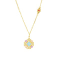 Damen elegante Halskette mit kunstvollem blumenförmigen Anhänger und feinen Details Shop Nory