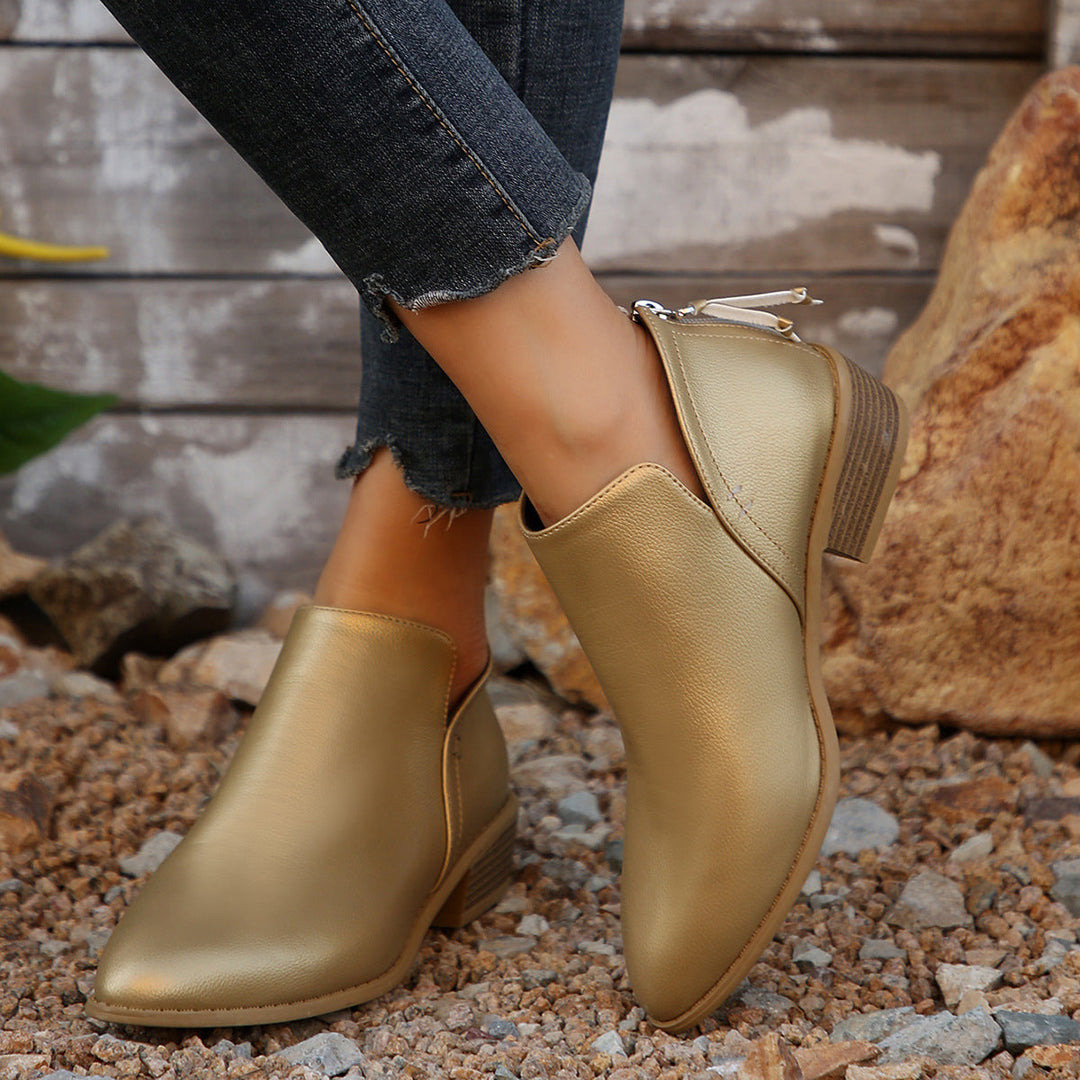 Damen elegante Stiefeletten mit modischem Reißverschluss und komfortablem Fußbett Shopnory