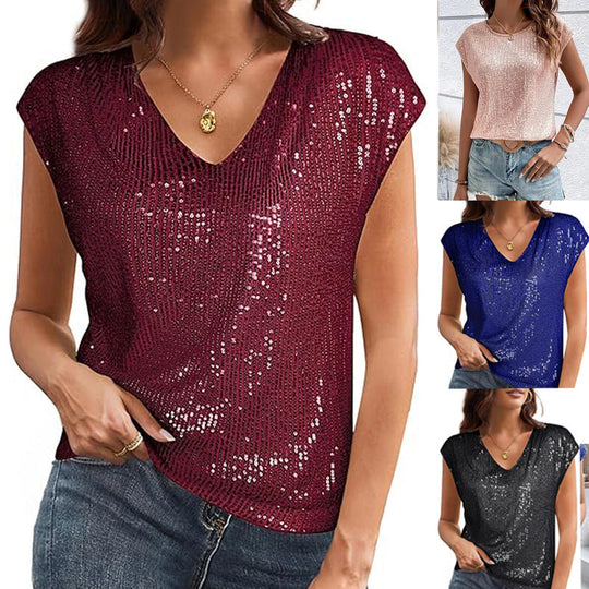 Damen Glamouröses Paillettenshirt