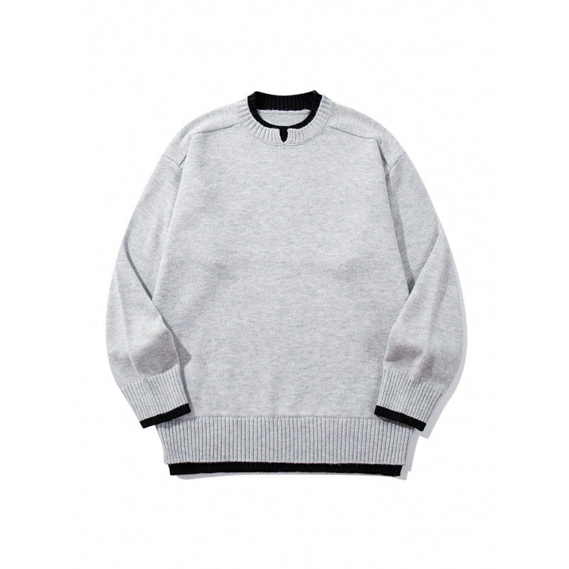 Unisex Relaxed-Fit Feinstrick-Pullover mit Kontrastbündchen und verlängertem Rippenbund Shop Nory
