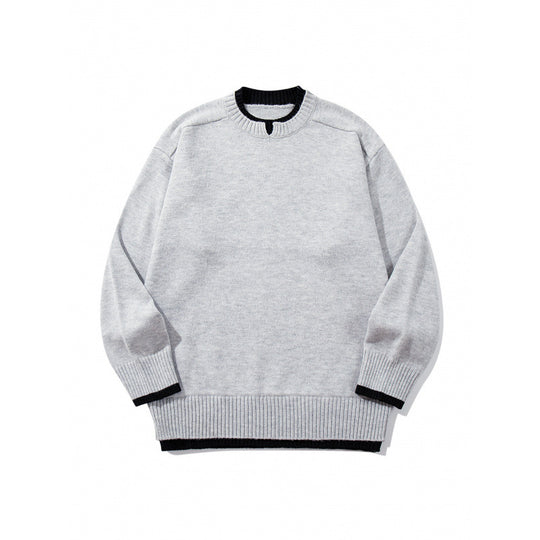 Unisex Relaxed-Fit Feinstrick-Pullover mit Kontrastbündchen und verlängertem Rippenbund Shop Nory