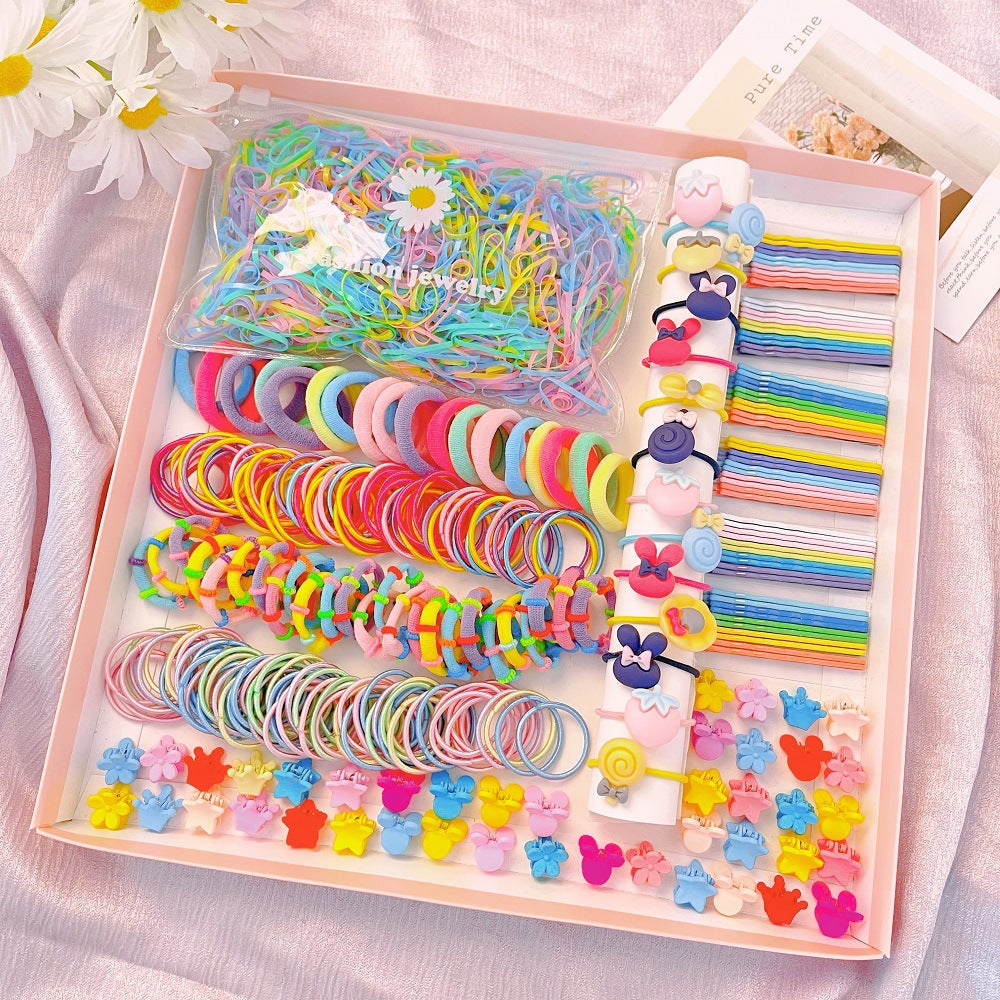 Damen Haaraccessoire-Set mit bunten Haargummis und Clips Shop Nory