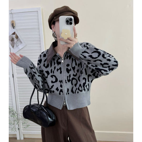 Damen Modische Kurzstrickjacke mit Reißverschluss Shop Nory