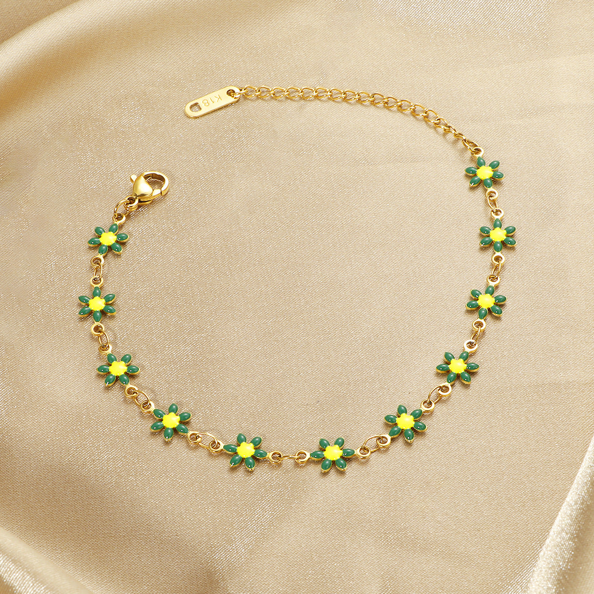 Damen Blumen Charm Link Fußkette Shop Nory