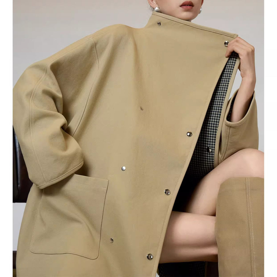 Damen Oversized Übergangsjacke mit kontrastierendem Kragen Shop Nory