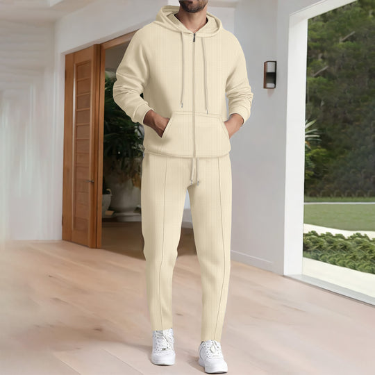 Herren nan Struktur-Fleece Zip-Hoodie mit Kängurutaschen und schmal zulaufender Jogginghose Shop Nory