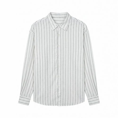 Unisex Langes Relaxed-Fit Streifenhemd mit Kentkragen und abgerundetem Saum Shop Nory
