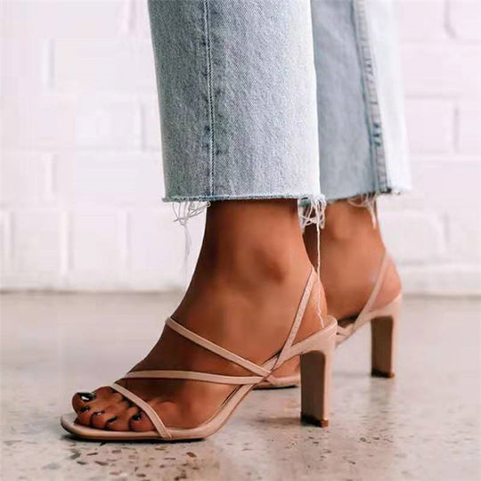 Damen elegante Absatzsandalen mit modischem Riemendesign