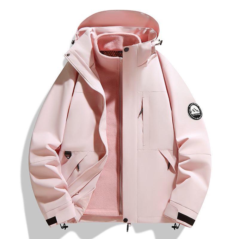 Damen zweilagige Softshell-Outdoorjacke mit herausnehmbarer Fleece-Innenjacke und Kapuze Shop Nory