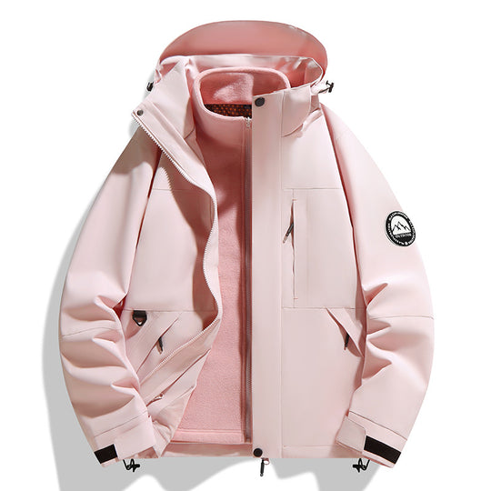 Damen zweilagige Softshell-Outdoorjacke mit herausnehmbarer Fleece-Innenjacke und Kapuze Shop Nory