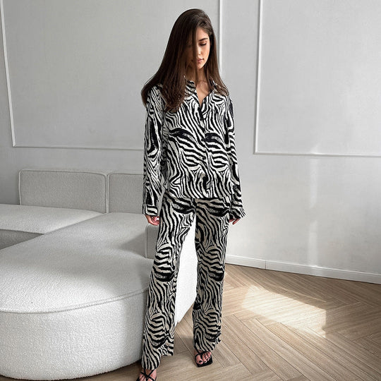 Damen Elegante ZShopnoryra-Muster Übergröße Pyjama-Anzug