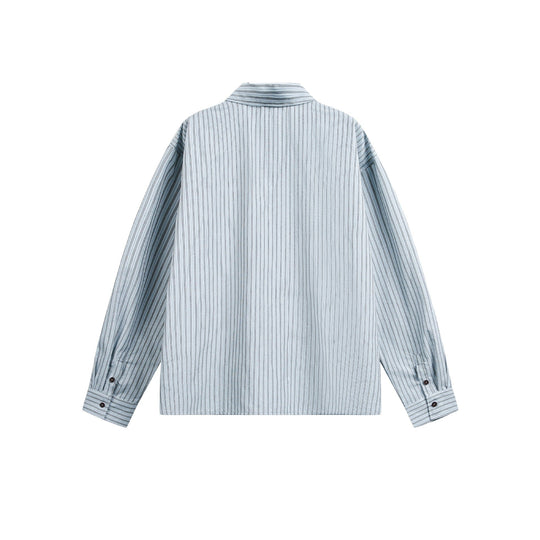 Herren Gestreiftes Overshirt mit Zwei‑Wege‑Reißverschluss und Brusttasche Shop Nory