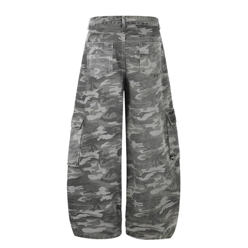 Damen Weite Cargo-Hose im Camouflage-Look mit Applikationen und Multi-Taschen Shop Nory