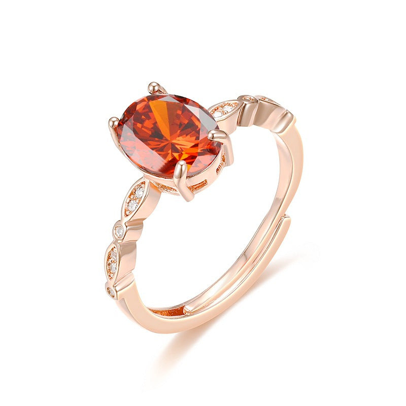 Damen Ring mit funkelndem Zirkonia-Besatz und ovalem Schmuckstein Shop Nory