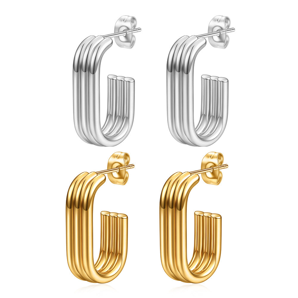 Damen Modernes geometrisches Hoops-Design Ohrstecker Shop Nory
