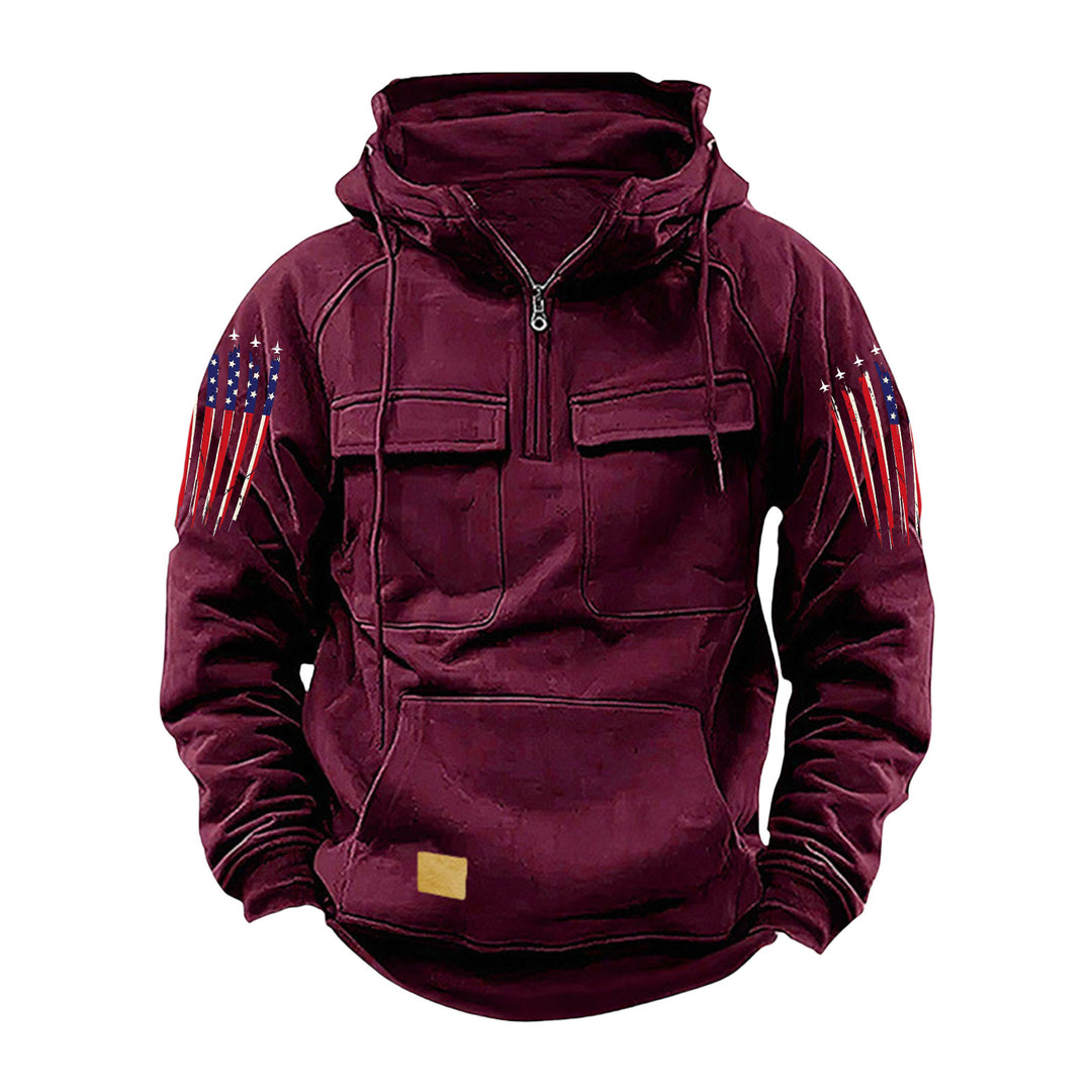Herren nan Kapuzenpullover mit Halbzip, Cargo-Brusttaschen und Kängurutasche Shop Nory