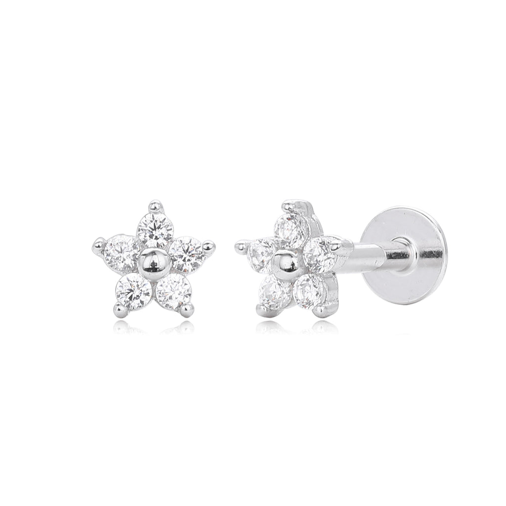 Damen Ohrstecker mit floralem Design aus hochwertigem 925 Sterling Silber und funkelnden Zirkonsteinen Shop Nory
