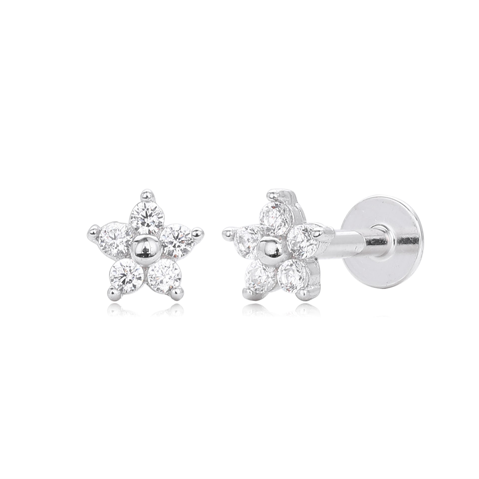 Damen Ohrstecker mit floralem Design aus hochwertigem 925 Sterling Silber und funkelnden Zirkonsteinen Shop Nory