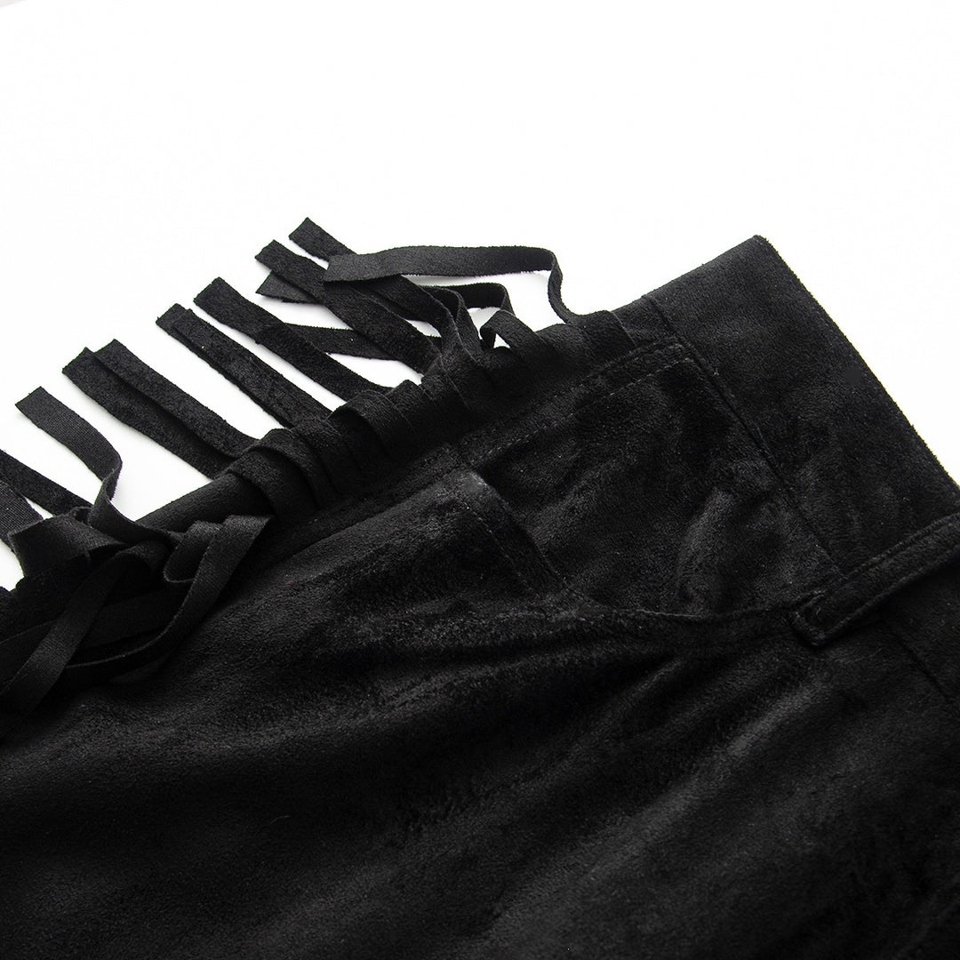 Damen Weite Highwaist-Hose mit seitlichen Fransen und weitem Bein Shop Nory