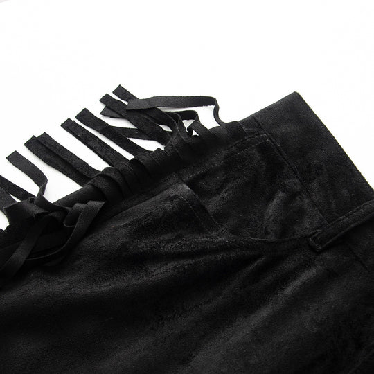 Damen Weite Highwaist-Hose mit seitlichen Fransen und weitem Bein Shop Nory