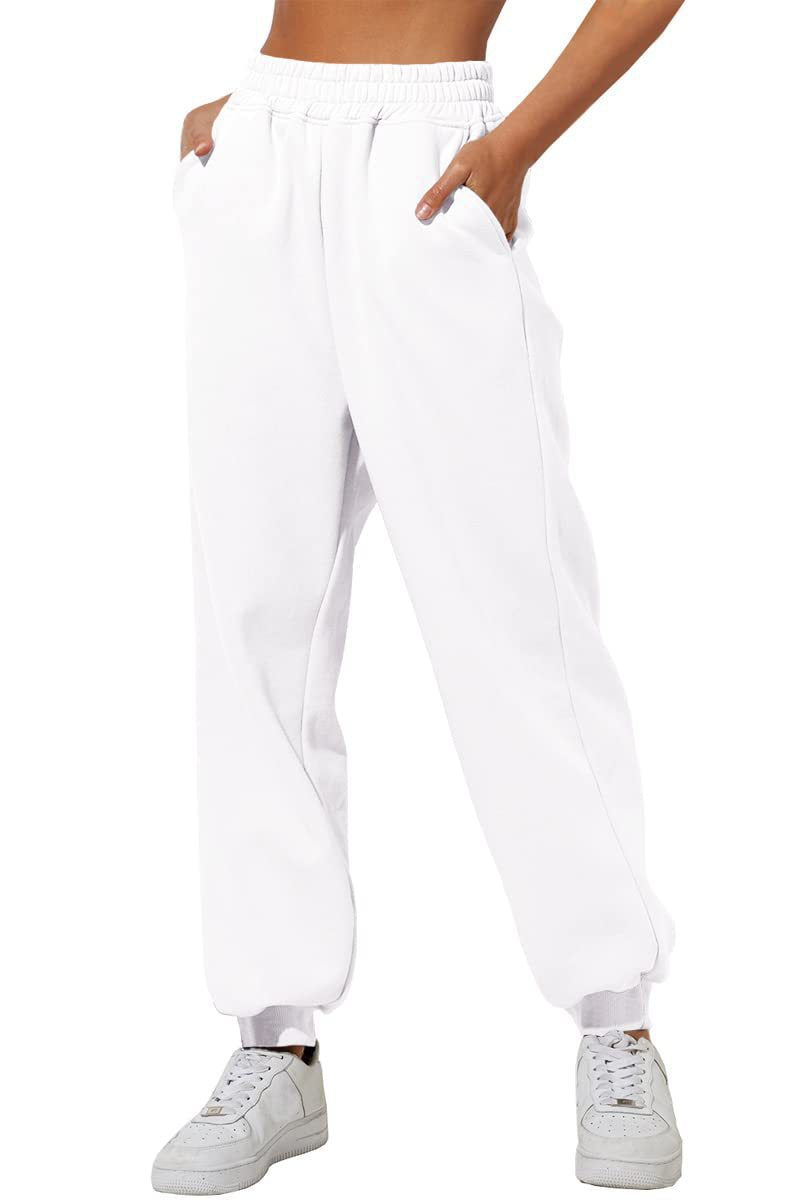Damen nan lockere High‑Waist Jogginghose mit doppellagigem Komfortbund, seitlichen Eingrifftaschen und gerafften Knöchelbündchen Shop Nory