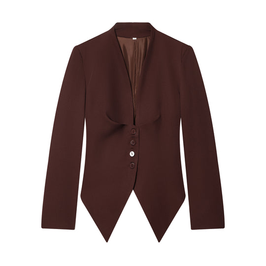 Damen taillierter Blazer mit spitzem Schößchen und tiefem V-Ausschnitt Shop Nory