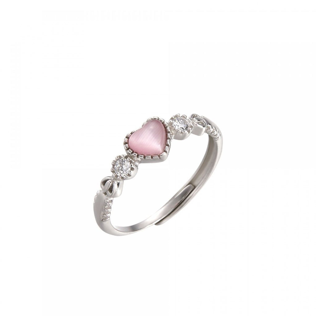 Damen Ring mit herzförmigem Rosenquarz und funkelnden Zirkonia Shop Nory